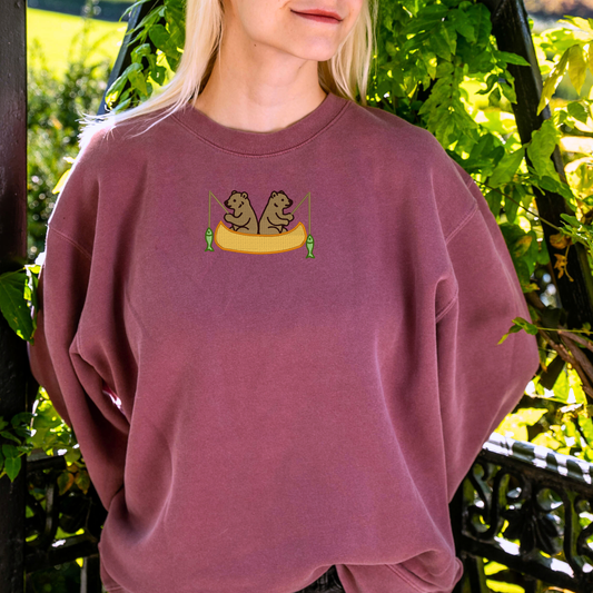 Embroidered Bears Canoeing Sweatshirt