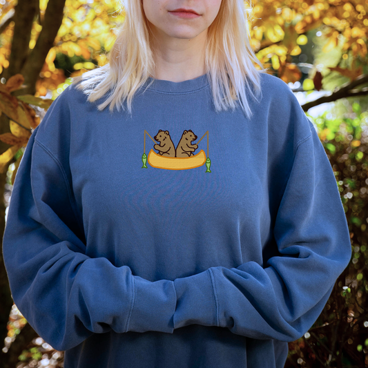 Embroidered Bears Canoeing Sweatshirt