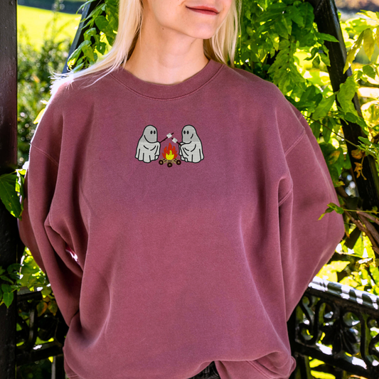 Embroidered Ghosts Roasting Marshmallows Sweatshirt