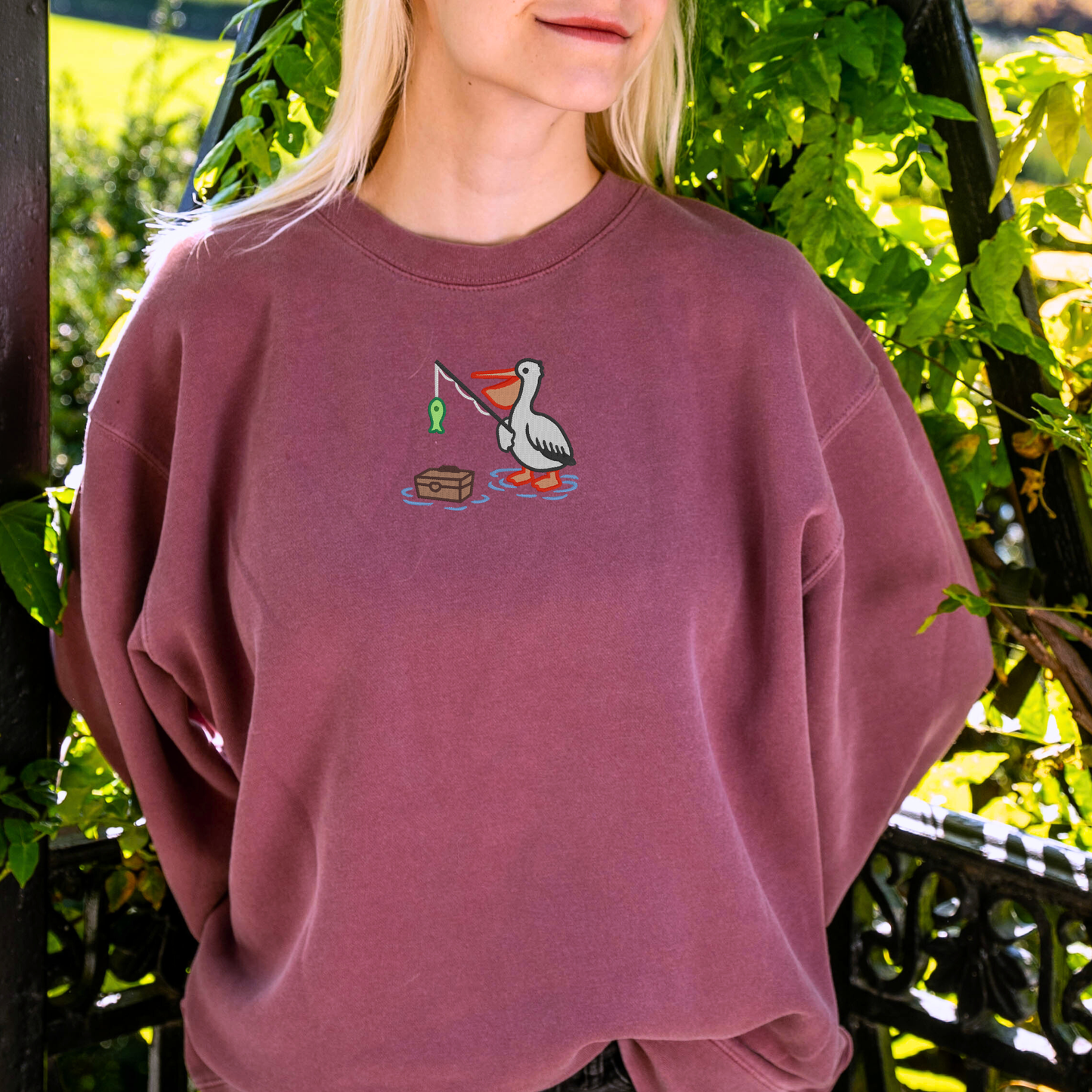 Embroidered Pelican Fishing Sweatshirt