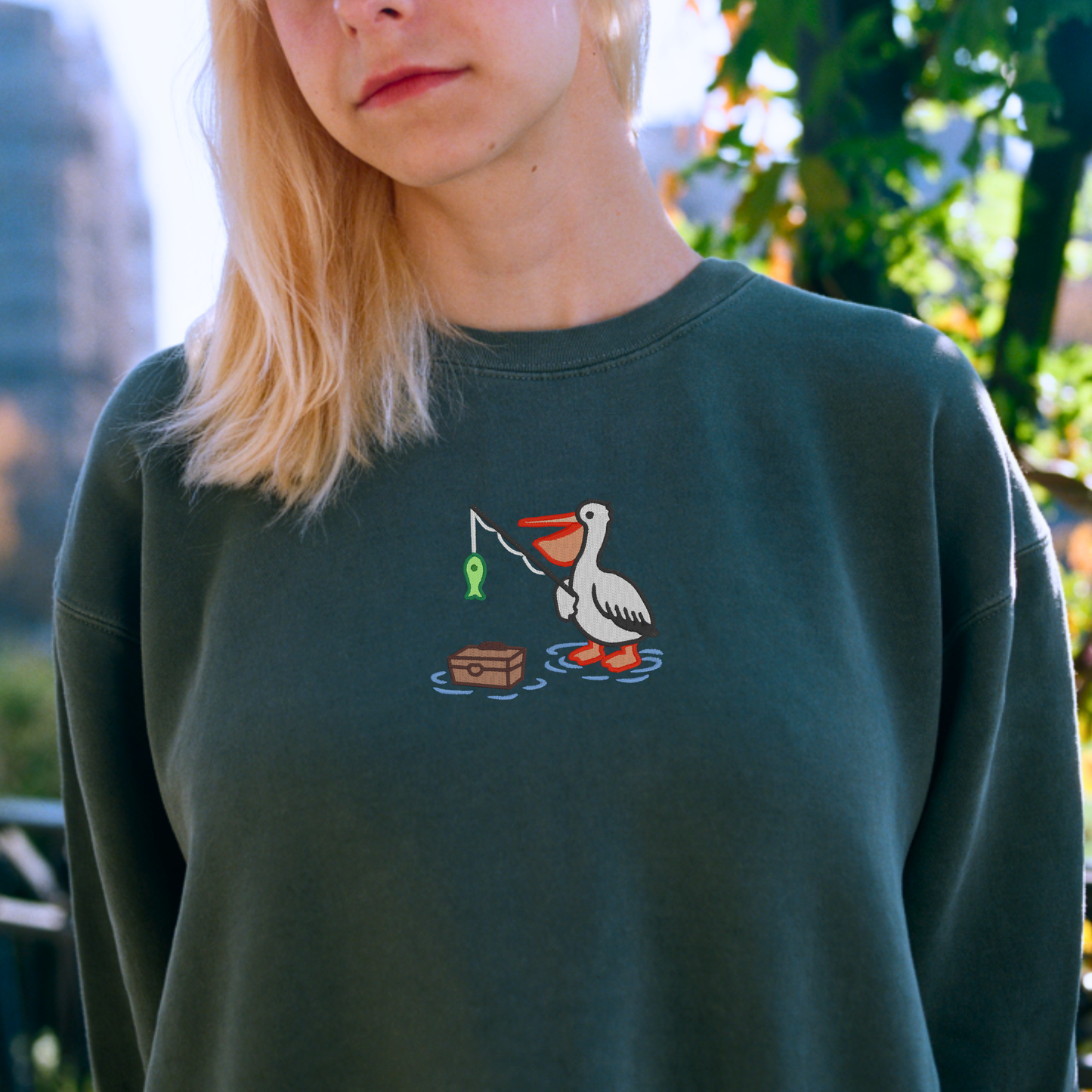 Embroidered Pelican Fishing Sweatshirt