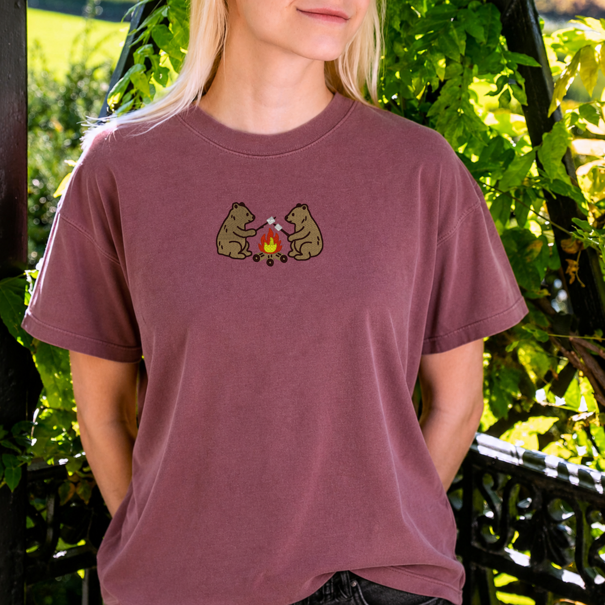 Embroidered Bears Camping T-Shirt