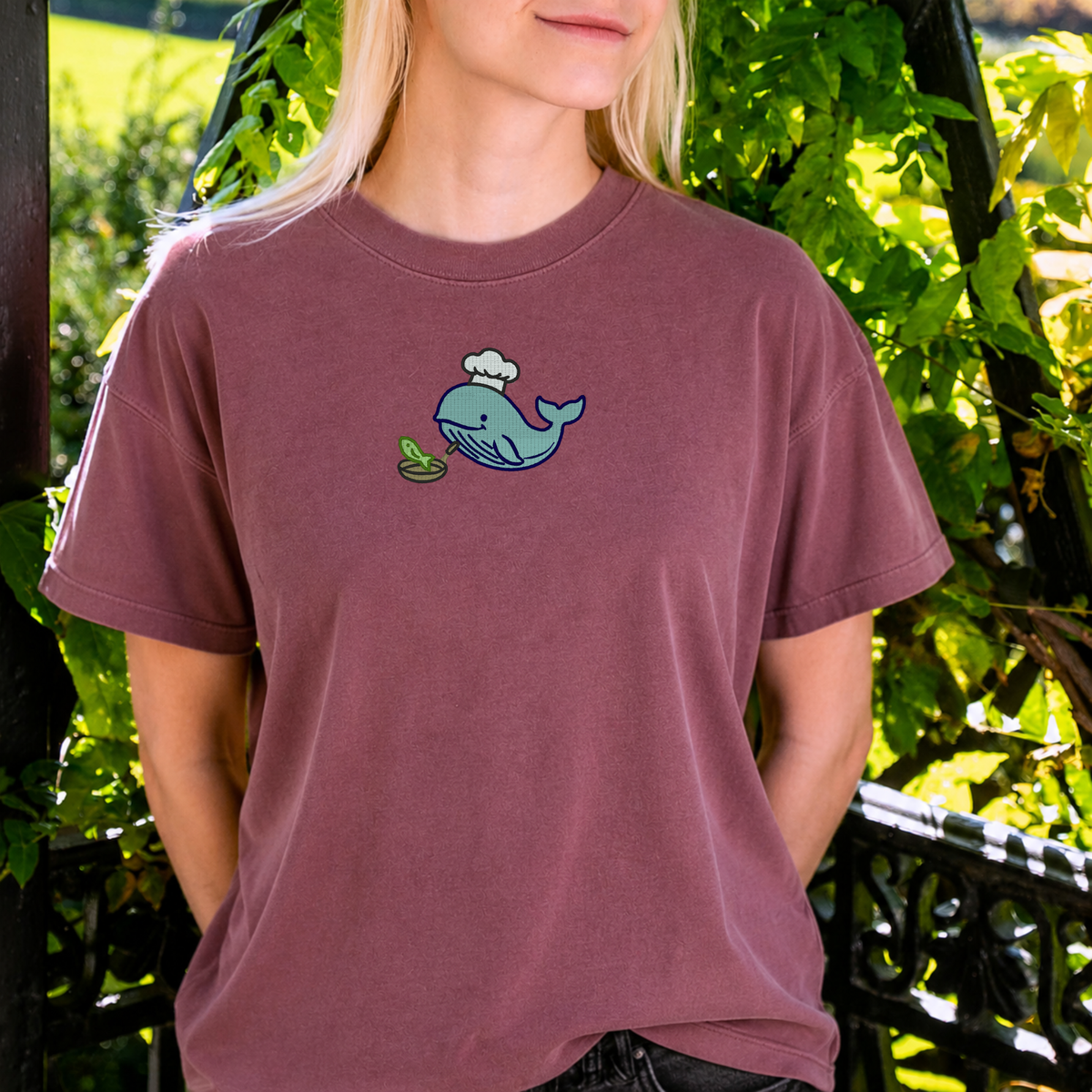 Embroidered Whale Chef T-Shirt
