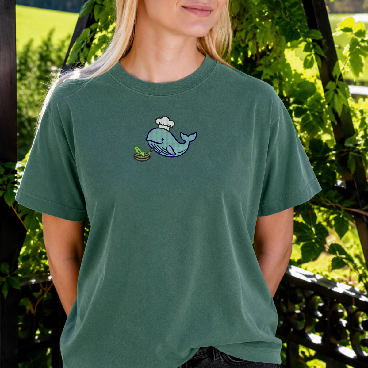 Embroidered Whale Chef T-Shirt