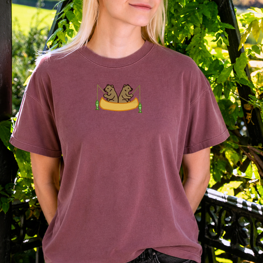 Embroidered Bears Fishing T-Shirt